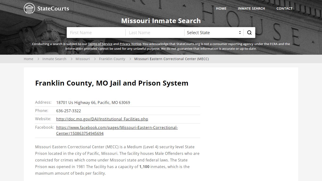 Missouri Eastern Correctional Center (MECC) Inmate Records Search ...