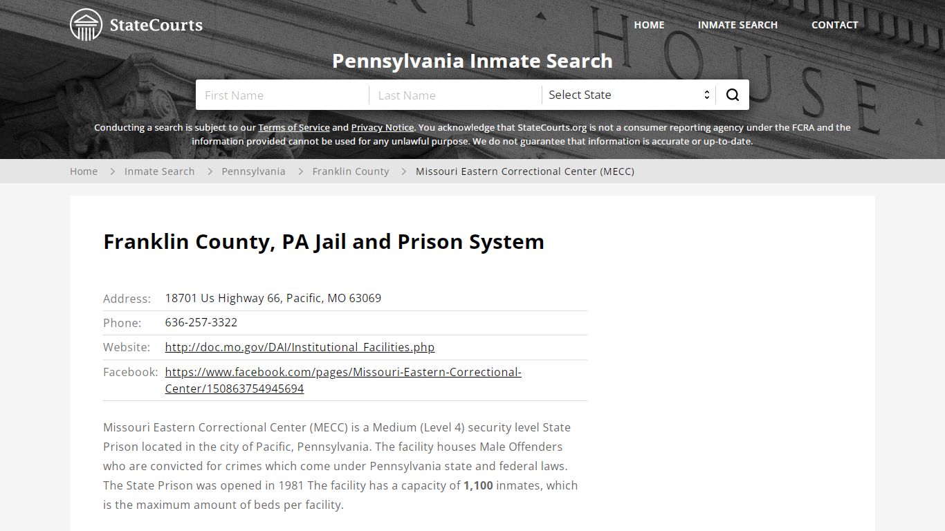 Missouri Eastern Correctional Center (MECC) Inmate Records Search ...