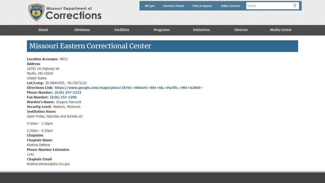 Missouri Eastern Correctional Center | Missouri Department of Corrections
